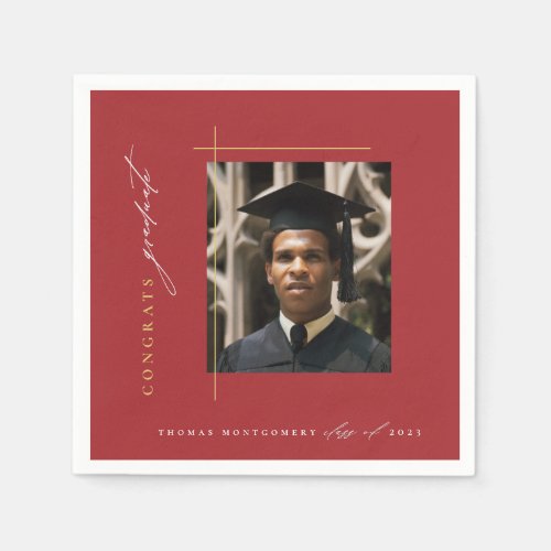 Modern Red Graduation Party Napkins