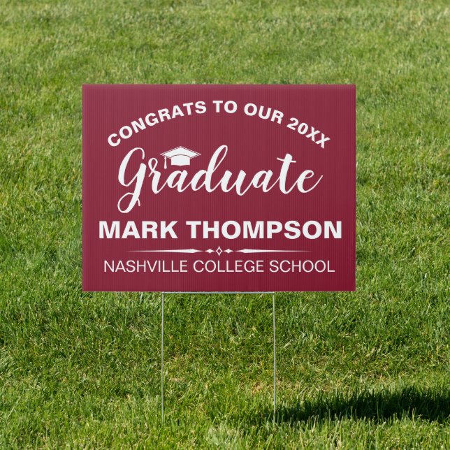 Modern Red Graduation Sign (Insitu)