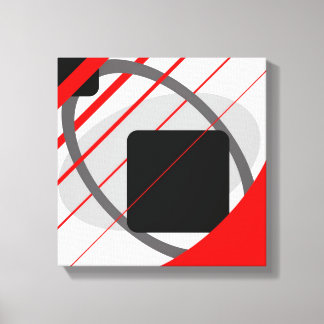 Modern Red Gray Black Off-White - Wrapped Canvas Print