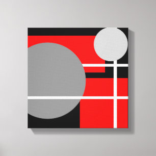 Modern Red Gray Black White - Wrapped Canvas Print