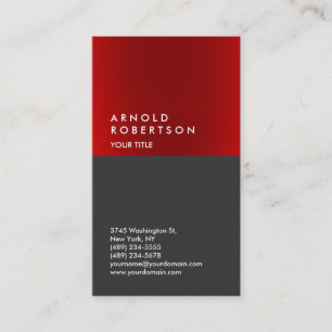 Modern Red Gray Cool Professional Business Card