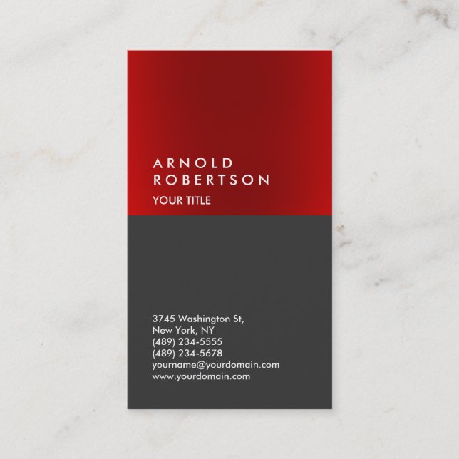 Modern Red Gray Cool Professional Business Card (Front)