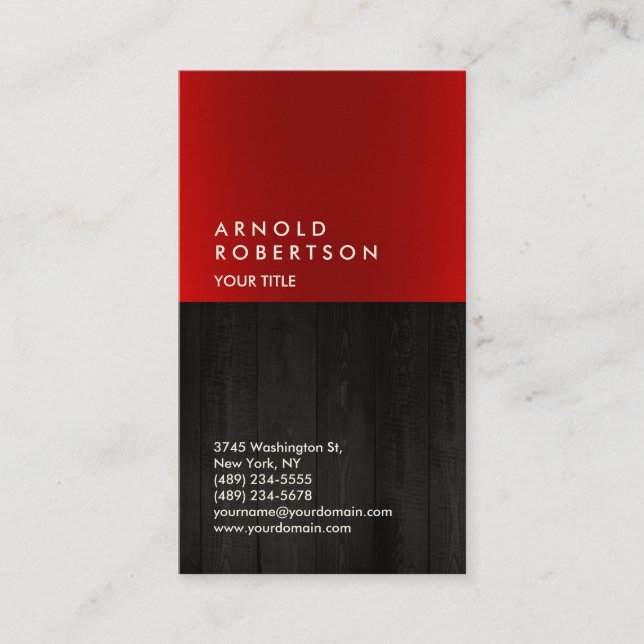 Modern Red Gray Professional Minimalist Business Card (Front)