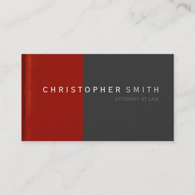 Modern Red Gray Simple Plain Business Card (Front)