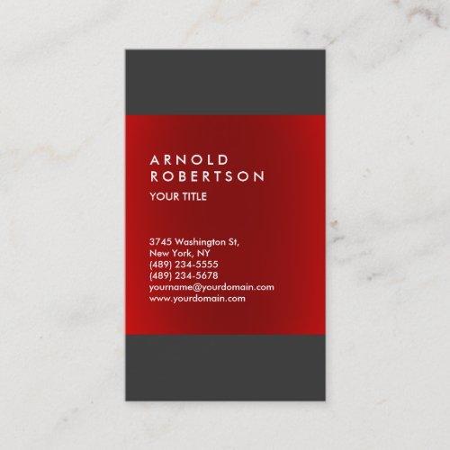 Modern Red Gray Trendy Professional Business Card