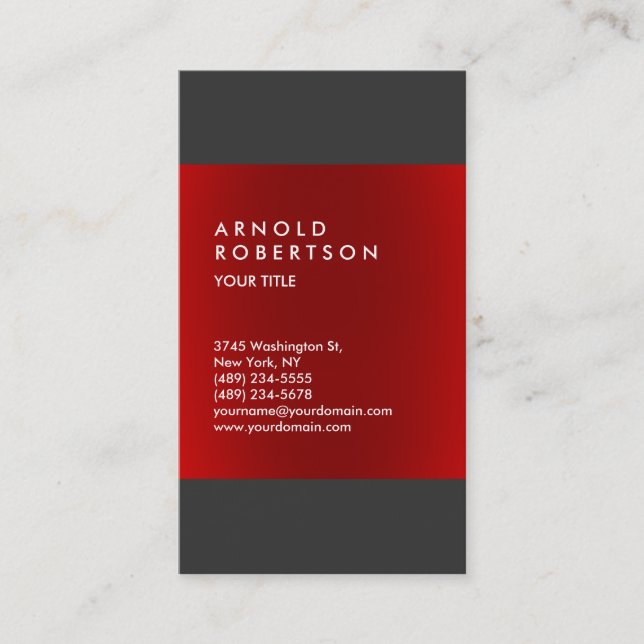 Modern Red Gray Trendy Professional Business Card (Front)