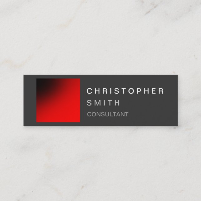 Modern Red Gray Unique Skinny Business Card (Front)