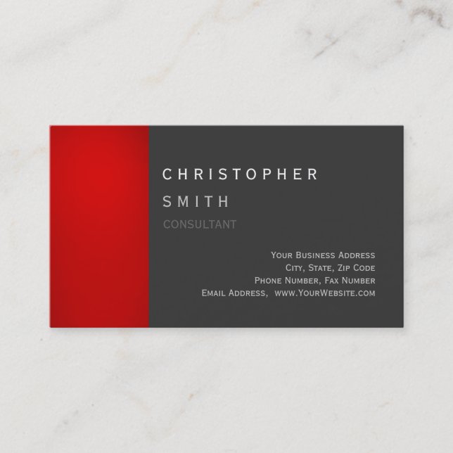 Modern Red Gray Unique Standard Business Card (Front)