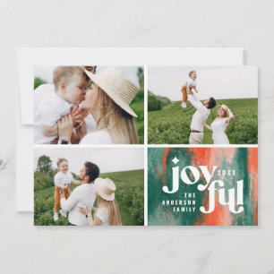 Modern red green abstract painted Christmas Holiday Card