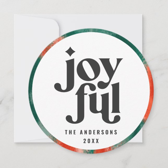 Modern red green abstract painted Christmas Holiday Card (Front)