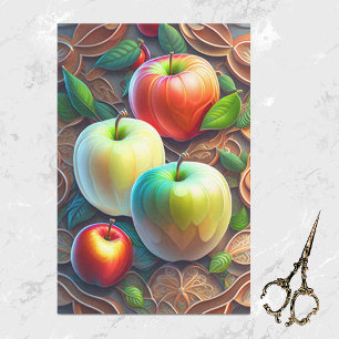 Modern Red Green Apples Illustration Tissue Paper