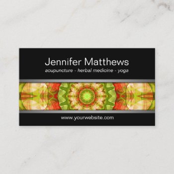 Modern Red & Green Apples Mandala Business Card by WavingFlames at Zazzle