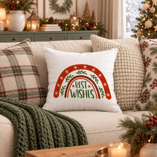 Modern Red Green Boho Rainbow Christmas Pillow Gif