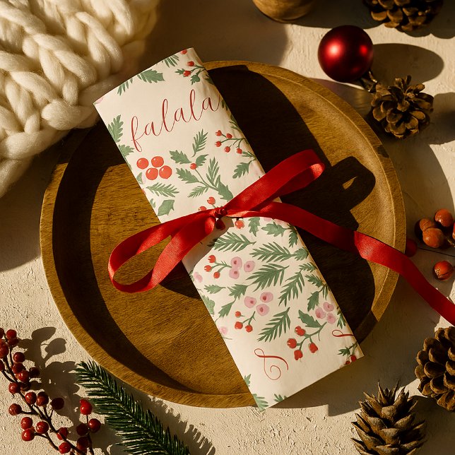 Modern Red & Green Christmas Floral Pattern Falala Tissue Paper (Creator Uploaded)