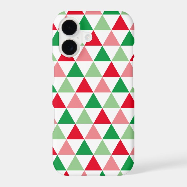 Modern Red Green Christmas Geometric Pattern Case-Mate iPhone Case (Back)