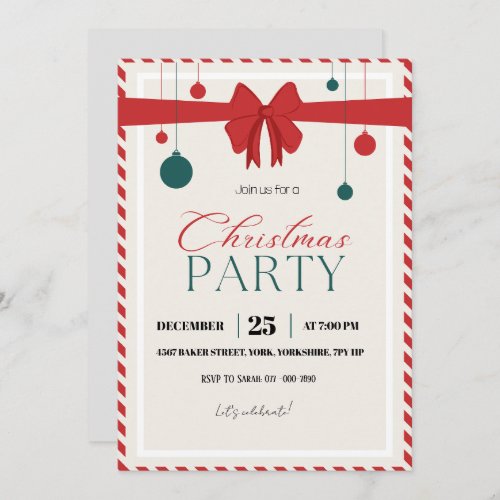 Modern Red Green Christmas Party   Invitation