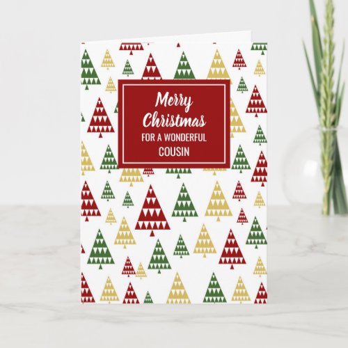 Modern Red Green Cousin Merry Christmas Card