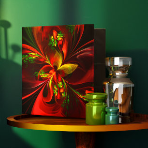 Modern Red Green Floral Abstract Art Pattern #05 3 Ring Binder