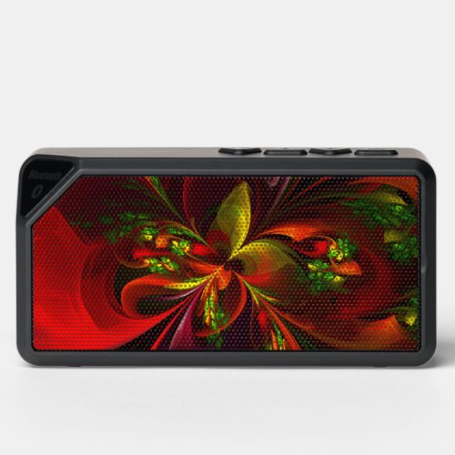 Modern Red Green Floral Abstract Art Pattern 05 Bluetooth Speaker