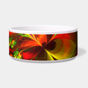 Modern Red Green Floral Abstract Art Pattern #05 Bowl