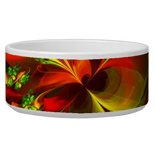 Modern Red Green Floral Abstract Art Pattern 05 Bowl