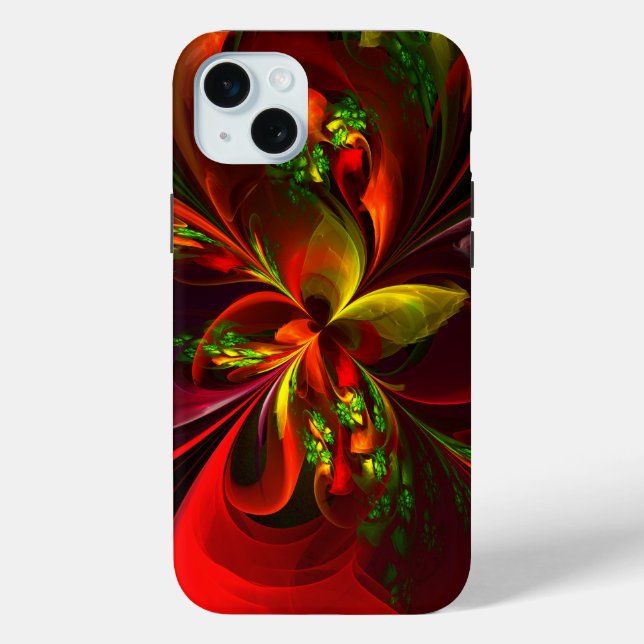 Modern Red Green Floral Abstract Art Pattern #05 Case-Mate iPhone Case (Back)