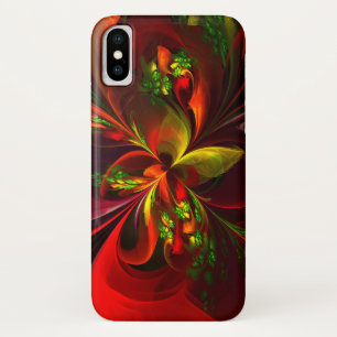 Modern Red Green Floral Abstract Art Pattern #05 iPhone X Case