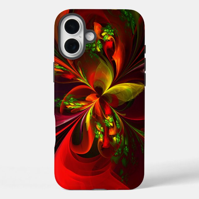 Modern Red Green Floral Abstract Art Pattern #05 Case-Mate iPhone Case (Back)