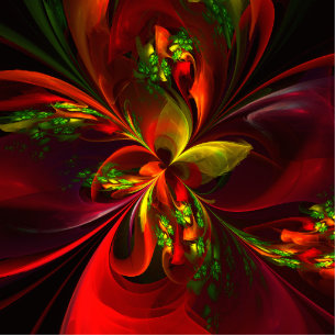 Modern Red Green Floral Abstract Art Pattern #05 Cutout