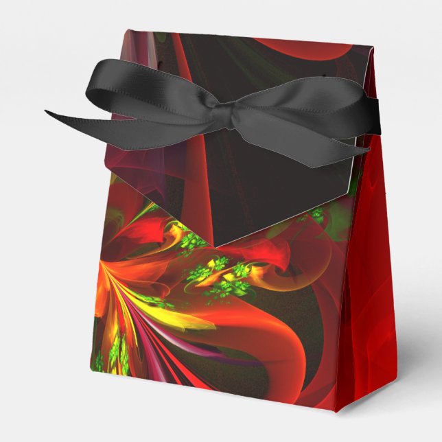 Modern Red Green Floral Abstract Art Pattern #05 Favor Boxes (Front Side)