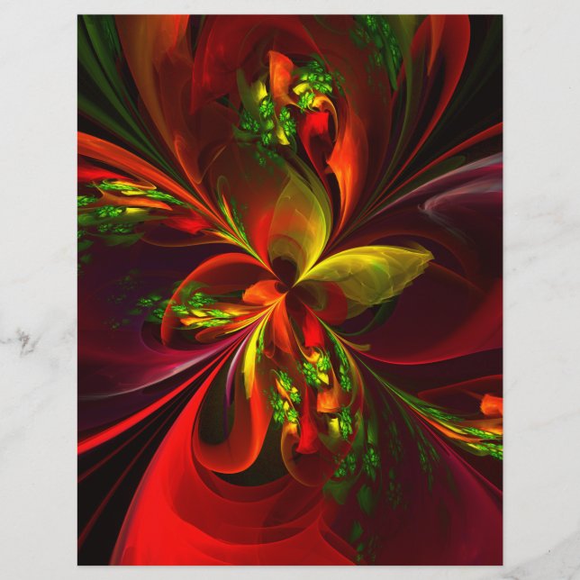 Modern Red Green Floral Abstract Art Pattern #05 Flyer (Front)