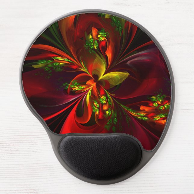 Modern Red Green Floral Abstract Art Pattern #05 Gel Mouse Pad (Front)