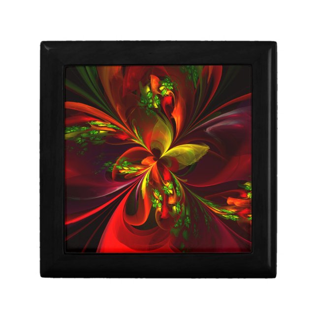 Modern Red Green Floral Abstract Art Pattern #05 Gift Box (Front)
