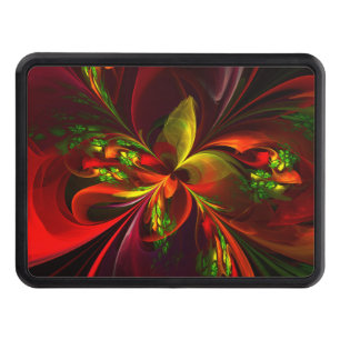 Modern Red Green Floral Abstract Art Pattern #05 Hitch Cover