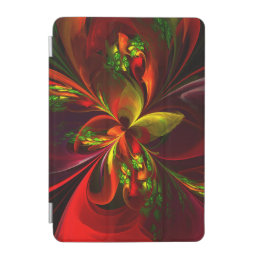 Modern Red Green Floral Abstract Art Pattern #05 iPad Mini Cover