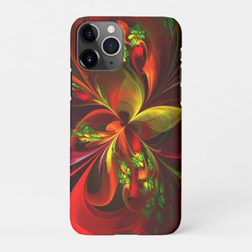 Modern Red Green Floral Abstract Art Pattern 05 iPhone 11Pro Case