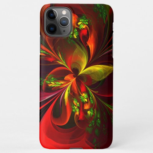Modern Red Green Floral Abstract Art Pattern 05 iPhone 11Pro Max Case