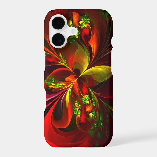 Modern Red Green Floral Abstract Art Pattern #05 iPhone Case (Back)