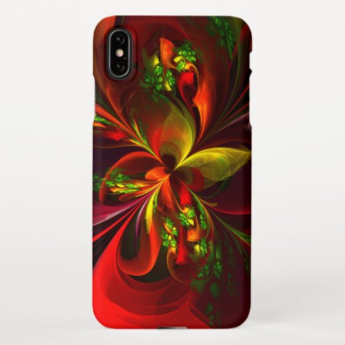 Modern Red Green Floral Abstract Art Pattern 05 iPhone XS Max Case