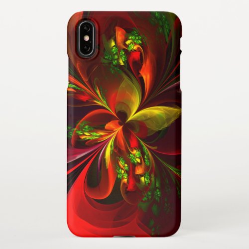 Modern Red Green Floral Abstract Art Pattern 05 iPhone XS Max Case
