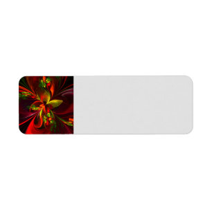 Modern Red Green Floral Abstract Art Pattern #05 Label