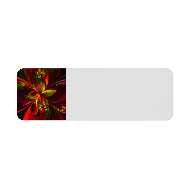 Modern Red Green Floral Abstract Art Pattern #05 Label (Front)