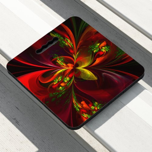Modern Red Green Floral Abstract Art Pattern 05 Seat Cushion