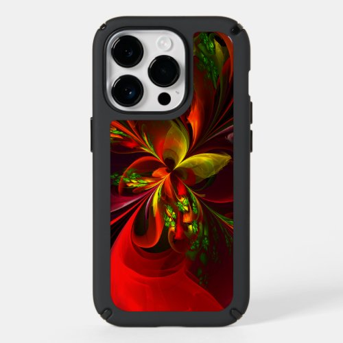 Modern Red Green Floral Abstract Art Pattern 05 Speck iPhone 14 Pro Case