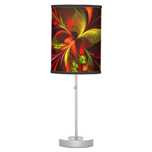 Modern Red Green Floral Abstract Art Pattern 05 Table Lamp