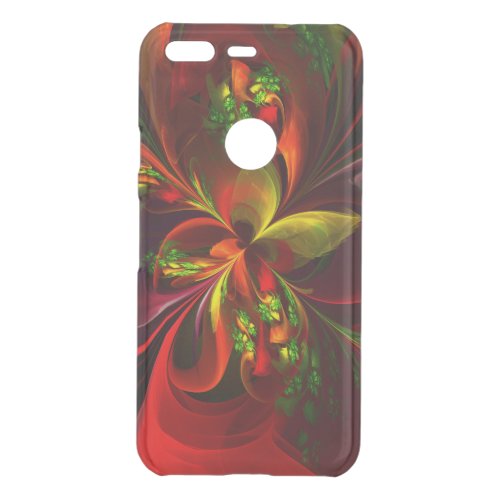 Modern Red Green Floral Abstract Art Pattern 05 Uncommon Google Pixel Case