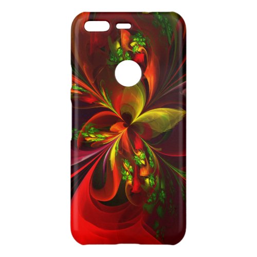 Modern Red Green Floral Abstract Art Pattern 05 Uncommon Google Pixel Case