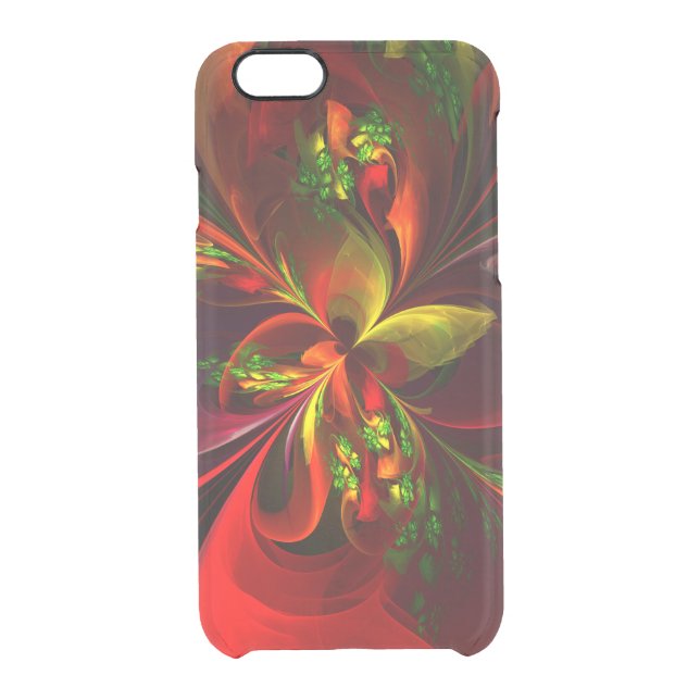 Modern Red Green Floral Abstract Art Pattern #05 Uncommon iPhone Case (Back)