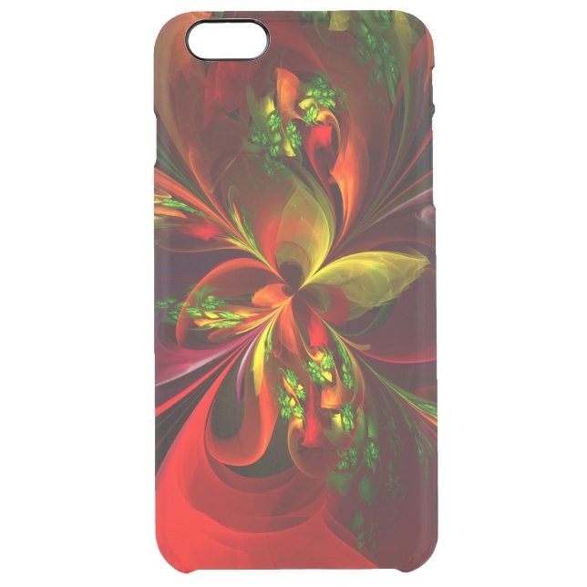 Modern Red Green Floral Abstract Art Pattern #05 Uncommon iPhone Case (Back)