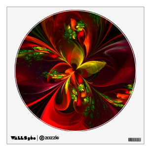 Modern Red Green Floral Abstract Art Pattern #05 Wall Decal